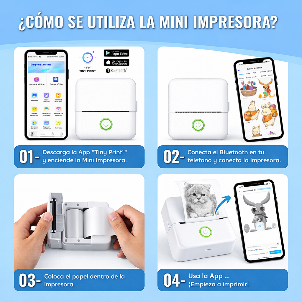 Mini Impresora Portátil Sin Tinta Térmica Bluetooth